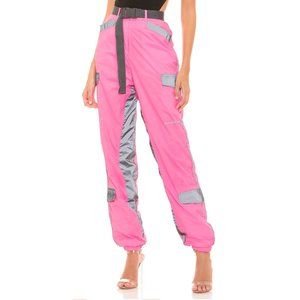 I.AM.GIA Neptune Jogger Track Pants Utility Pocket Neon Pink Reflective Silver M